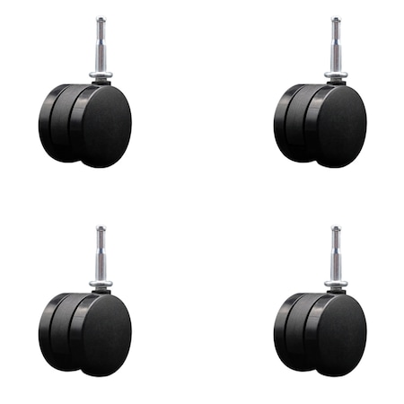 Service Caster 2-3/8'' Office Chair Caster Nylon Twin Wheel 5/16 Grip Neck Stem , 4PK SCC-UHGN02S60-NYS-4